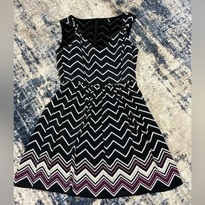 Black chevron print formal dress